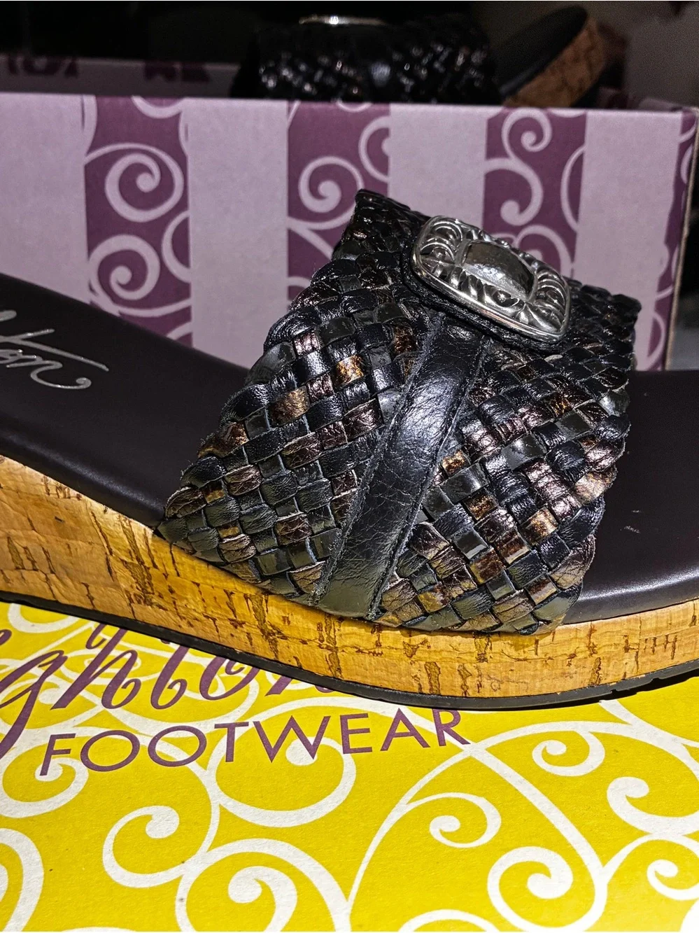 Brighton Women’s Braided Woven Slide Sandal with Decorative Buckle